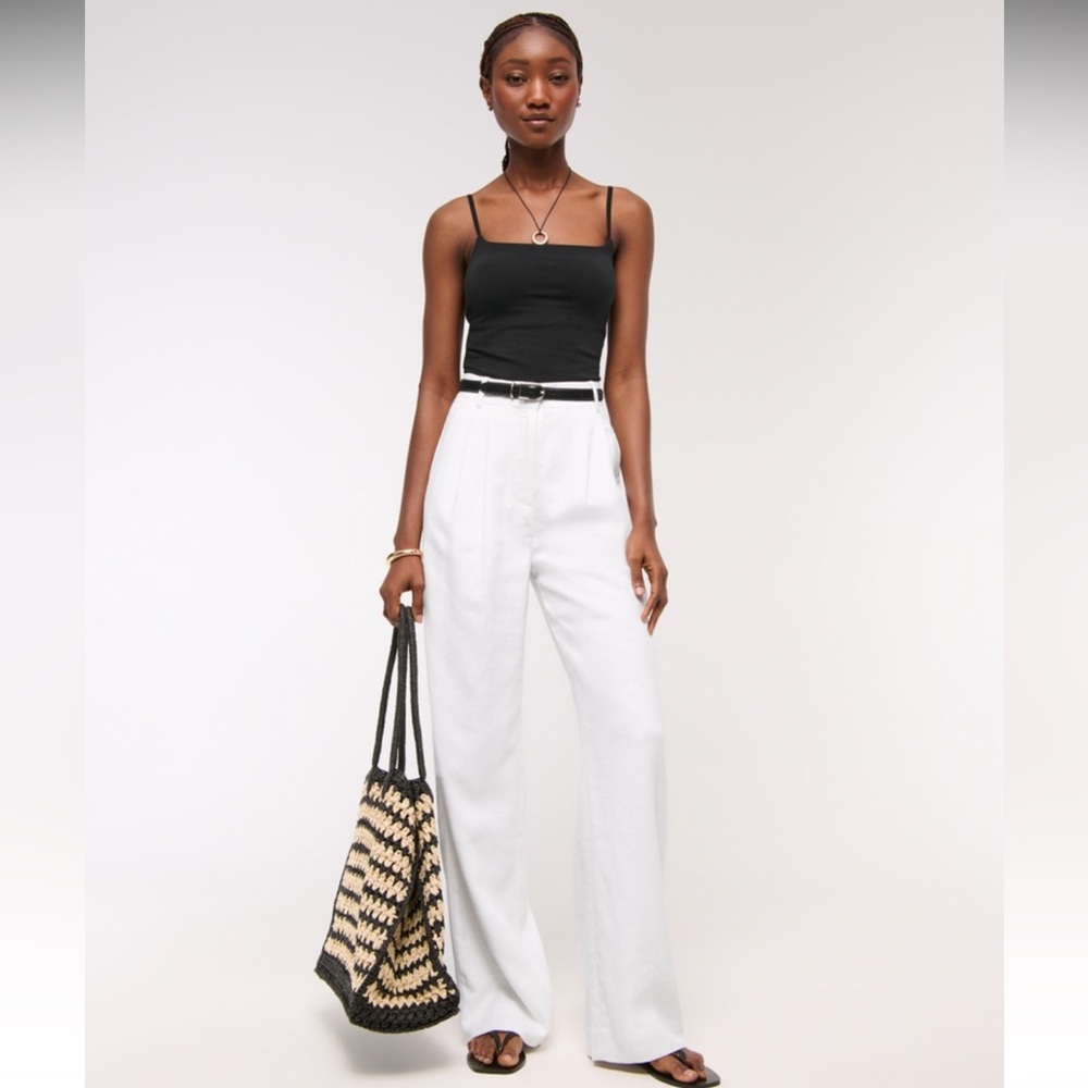 Abercrombie & Fitch Black and White Wide Leg Pants